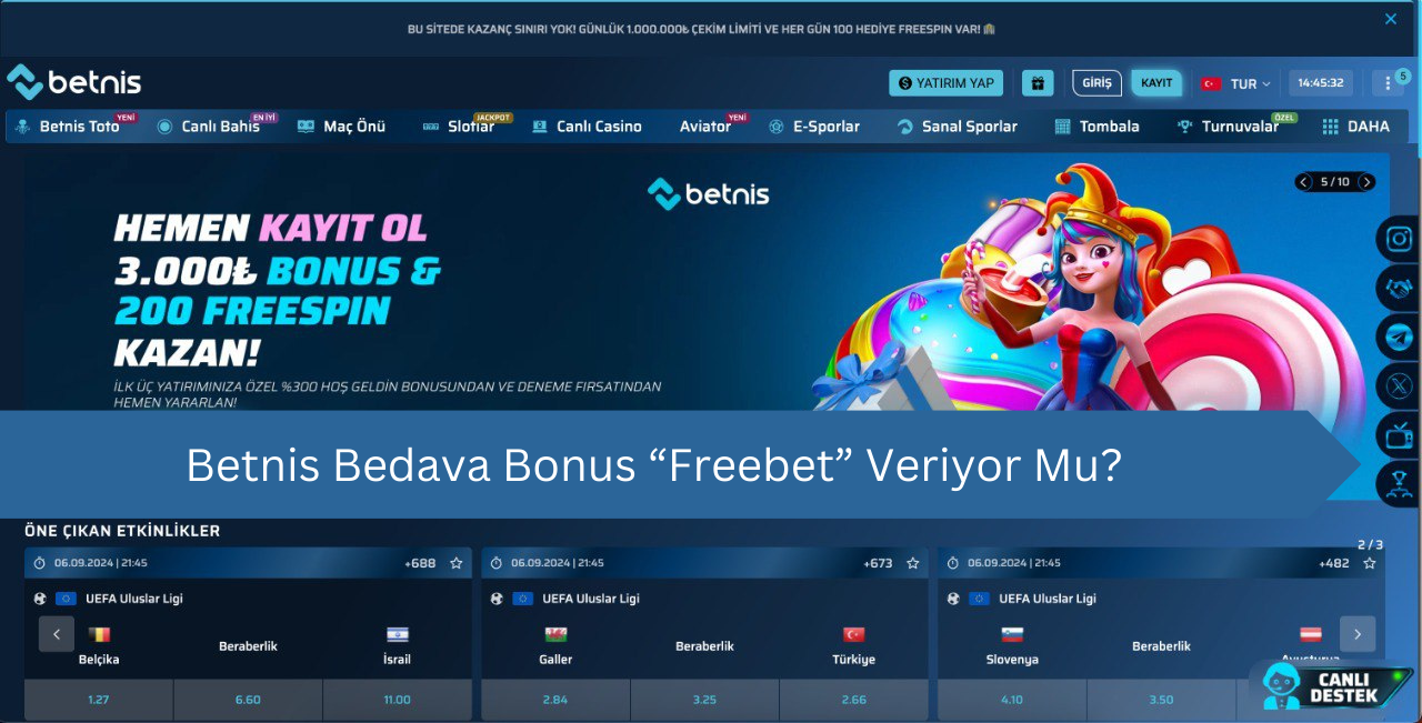 Betnis bedava bonus veriyor mu?